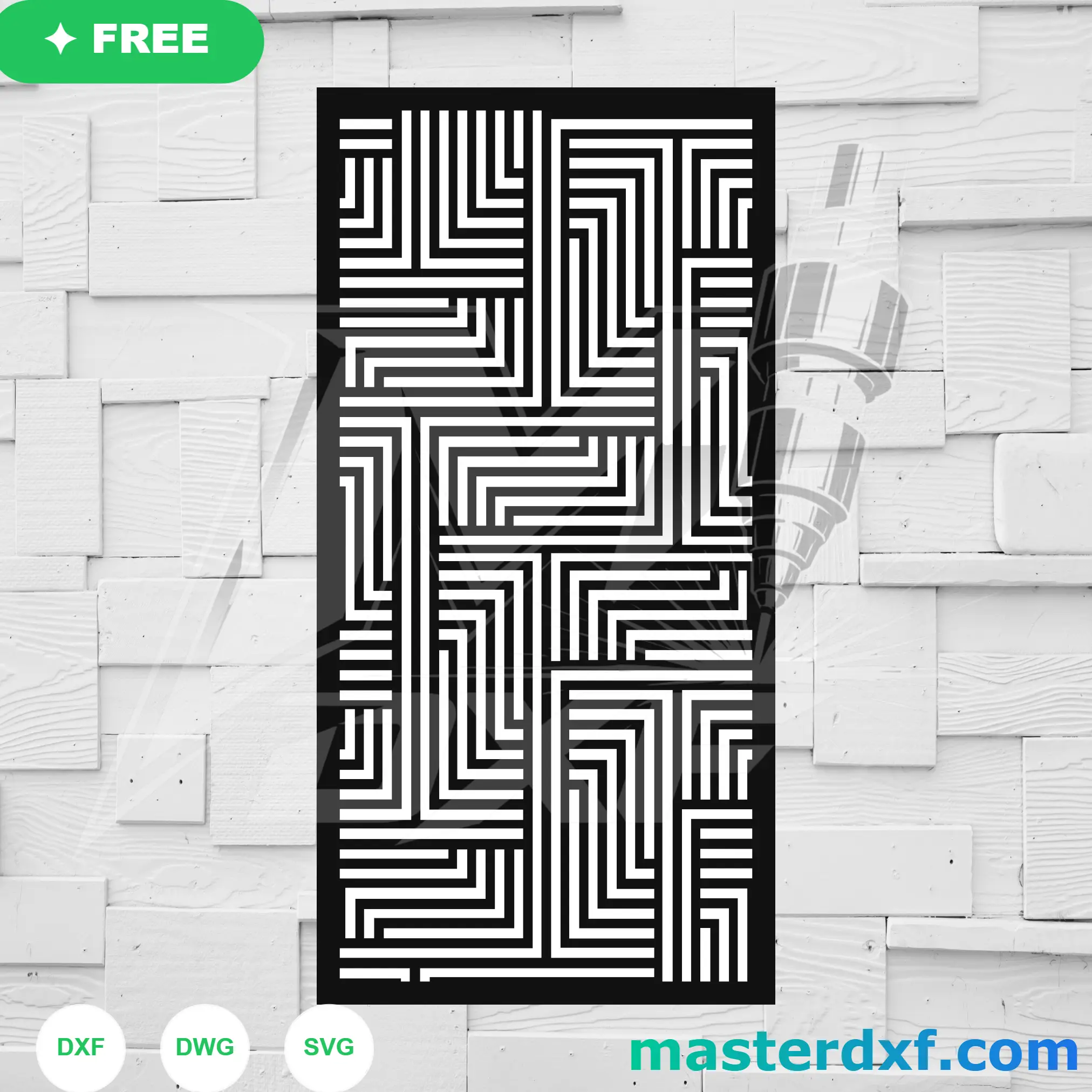 Modern Geometric Labyrinth Interlocking Linear Matrix Screen DXF File
